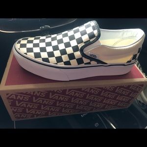 New Vans checkered slip-on platforms size 7.5